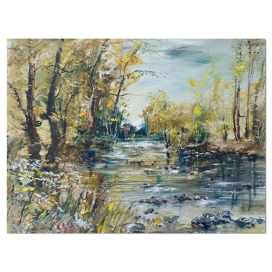 Designart - Rocky River in the Forest